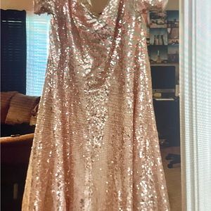 Rose Gold Sparkling A-Line Dress